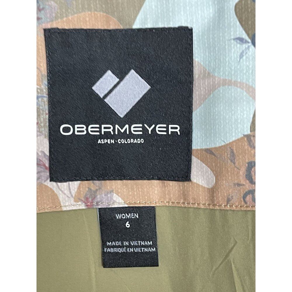 Obermeyer Ski Jacket Womens Size 6 Tuscany II Green Blue Camo Floral Faux Fur - Picture 10 of 12
